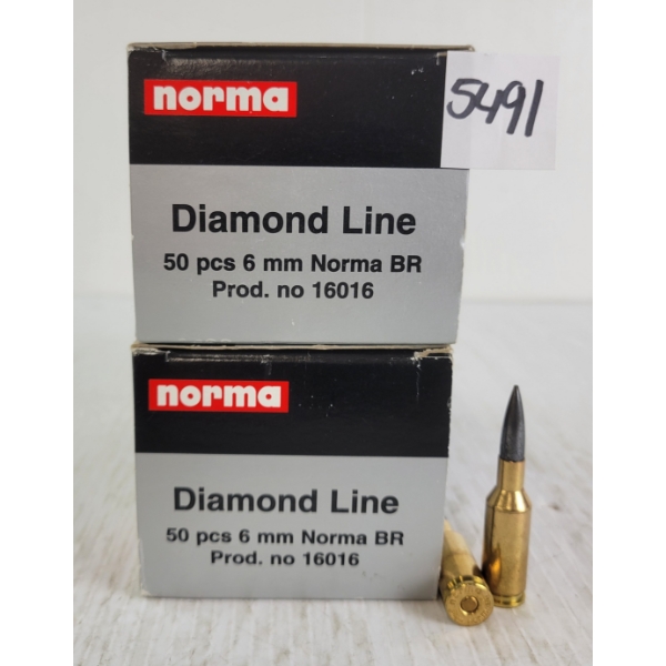 AMMO: 100X NORMA 6MM NORMA BR - 105GR - BERGER HP