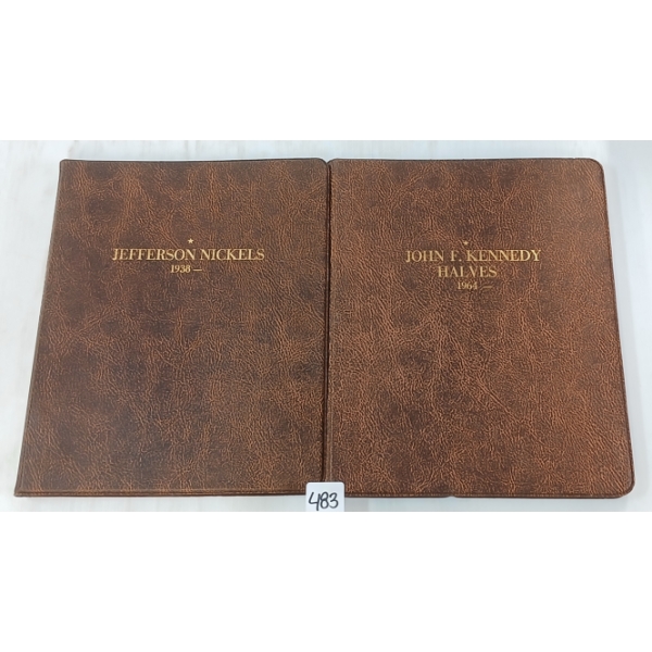 LOT OF 2 - 1957-1980 U.S. JEFFERSON NICKELS & 1971-1982 U.S. KENNEDY HALF DOLLAR BOOKLETS