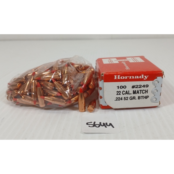 BULLETS: APPROX 200X HORNADY .22 - 52GR - BTHP