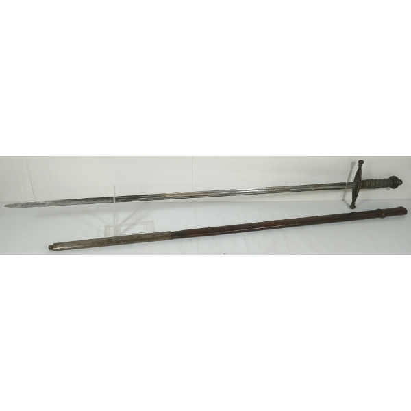 SCOTTISH(?) INFANTRY OFFICERS CROSS GUARD SWORD W/ SCABBARD