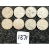 Image 1 : LOT OF 8 - 1953-1968 CDN 25 CENT COINS