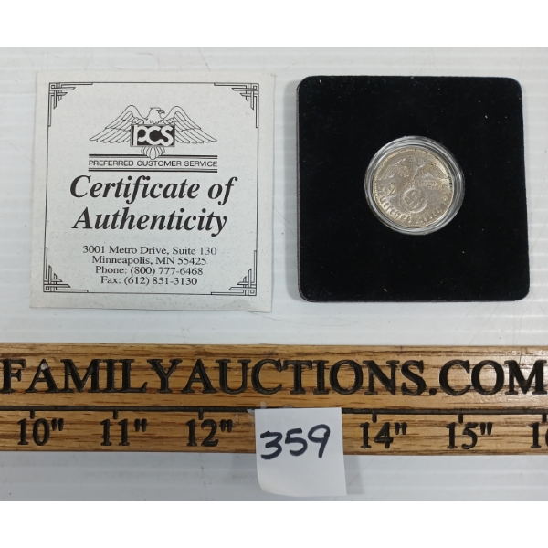1938 GERMAN UNCIRCULATED 2 MARK COIN