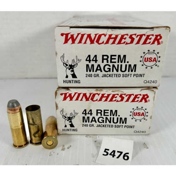 AMMO / BRASS: 52X LIVE & 18X BRASS WINCHESTER .44 REM MAG - 240 GR SP