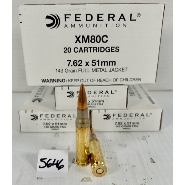 AMMO: 80X FEDERAL 7.62X51 MM NATO - 149 GR FMJ
