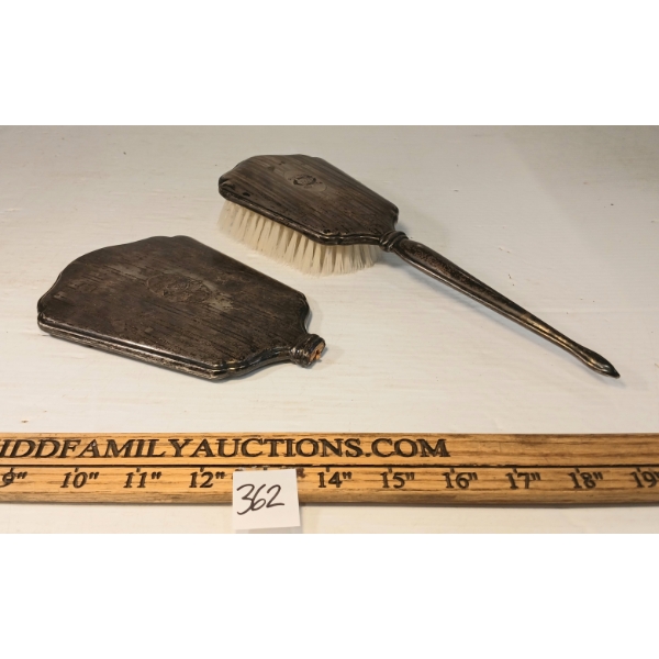 LOT OF 2 - INTERNATIONAL STERLING SILVER HAIRBRUSH & HAND MIRROR