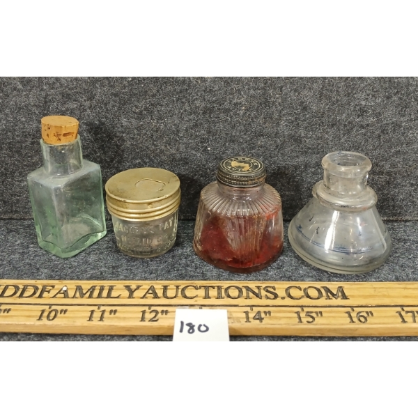 LOT OF 4 - INKWELL BOTTLES - INCL PARKER QUINK