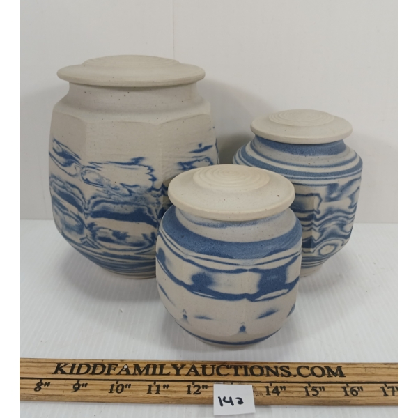 LOT OF 3 - ROBIN HOPPER CANADA POTTERY CANISTERS