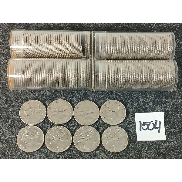 QTY OF 1972-1979 CDN 25 CENT COINS - ROLLED