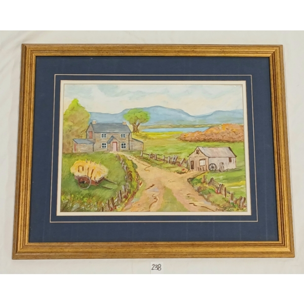 FARM HOUSE BY DAISY R. CROSS - FRAMED WATERCOLOUR ON PAPER