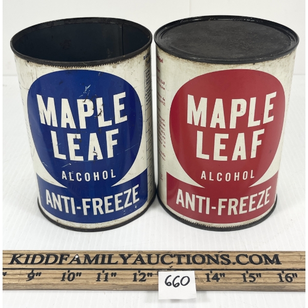 LOT OF 2 - MAPLE LEAF ALCOHOL ANTI-FREEZE QT CANS