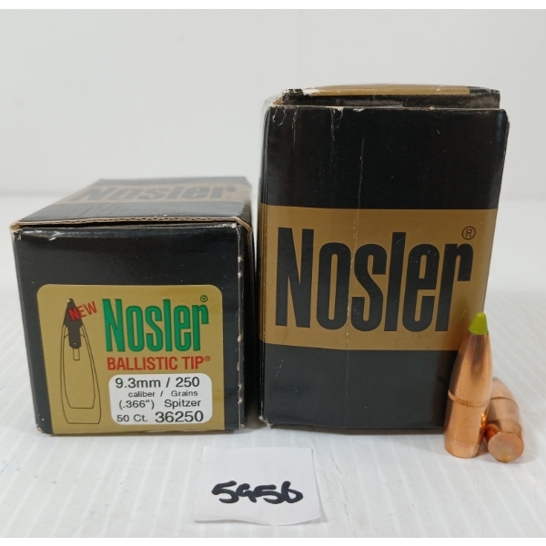 AMMO: APPROX 100X NOSLER 9.3MM / 250 - 250GR - SPITZER