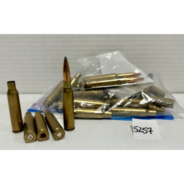 AMMO/BRASS: 33X BRASS & 4X LIVE 6.5X54 M-S