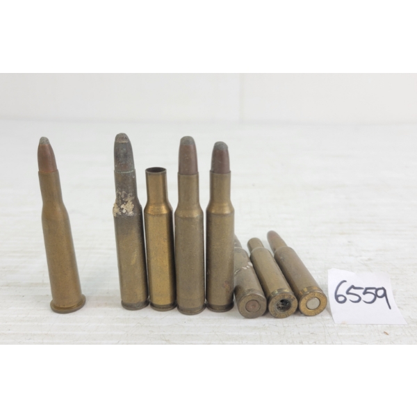 AMMO / BRASS: 8X MIXED .22SAVAGE & .25REM - 2X BRASS ONCE FIRED