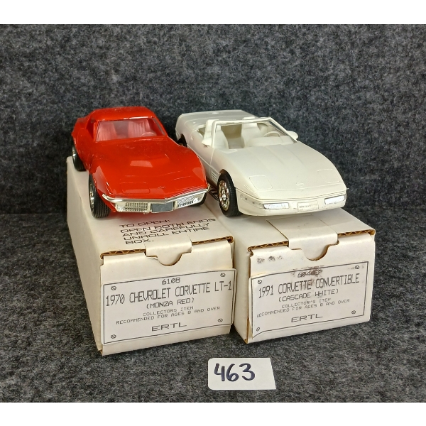 LOT OF 2 - ERTL AMT MODELS - INCL 1970 CHEVROLET CORVETTE LT-1 & 1991 CORVETTE CONVERTIBLE