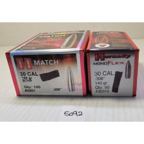 BULLETS: 200X HORNADY MATCH & MONOFLEX .30 - 140 & 168GR - BTHP & FLEXTIP