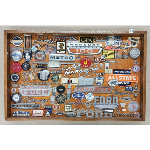 FRAMED AUTO INSIGNIA - INCL COUGAR, MUSTANG, DART, SWINGER, ETC