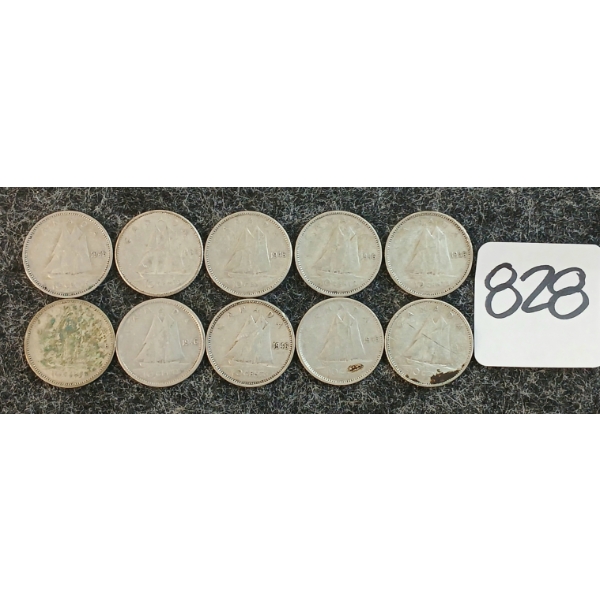 LOT OF 10 - 1946 CDN 10 CENT COINS