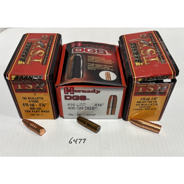 BULLETS: APPROX 80 X MIXED .416 CAL