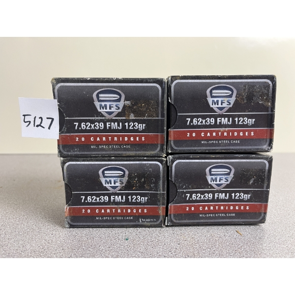 AMMO: 80X MFS 7.62X39 123GR. SP - SEALED