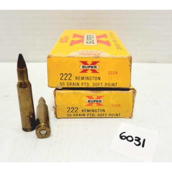 AMMO / BRASS: 4X LIVE 16X BRASS WINCHESTER .222 REM 50 GR SP