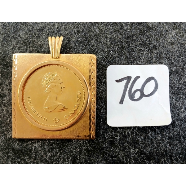 1976 CDN $100 14K GOLD COIN W/ 10K CLASP