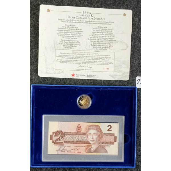 1966 CDN $2 PROOF COIN & BANKNOTE SET