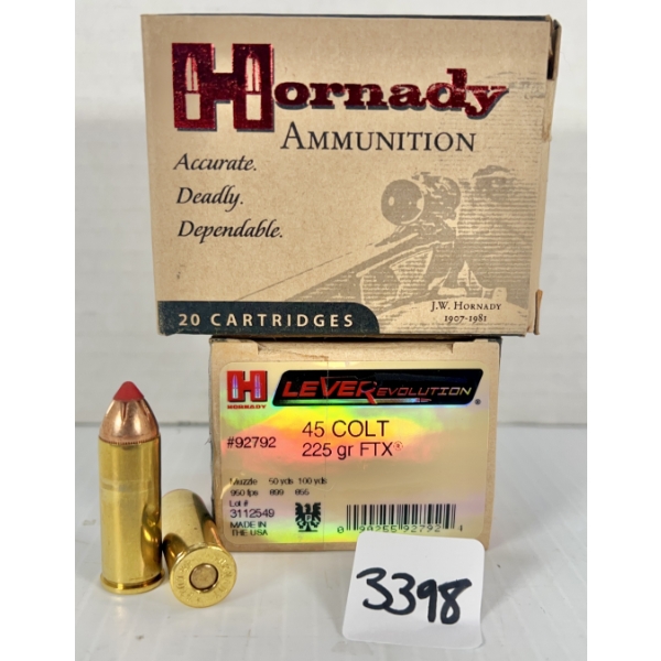 AMMO: 40X HORNADY .45 COLT - 225 GR POLY TIP
