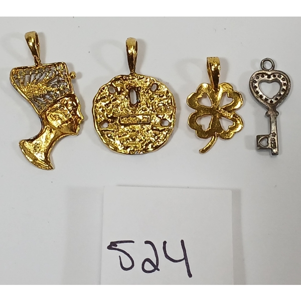 LOT OF 5 - STERLING SILVER PCS - INCL CHAIN & PENDANTS