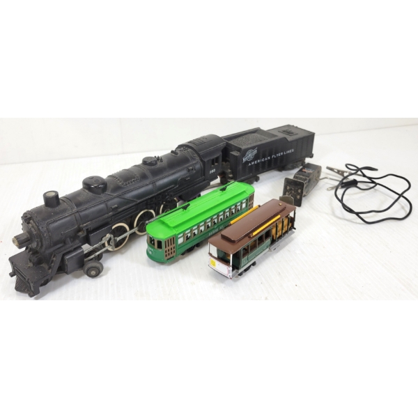 LOT OF 3 - AMERICAN FLYER LINES LOCOMOTIVE & CLASSIC STREETCARS