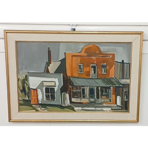 STORE FRONT BY ANN GRIMM (PRS AMERICAN ARTIST) - FRAMED OIL ON CANVAS