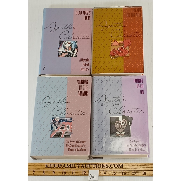 LOT OF 4 - AGATHA CHRISTIE NOVELS - INCL "DEATH ON THE NILE" & MURDER IN THE MANOR" - HARDCOVERS