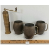 Image 1 : LOT OF 4 - BRASS PEPPER GRINDER & MUGS - CAMEL RIDING SCENE