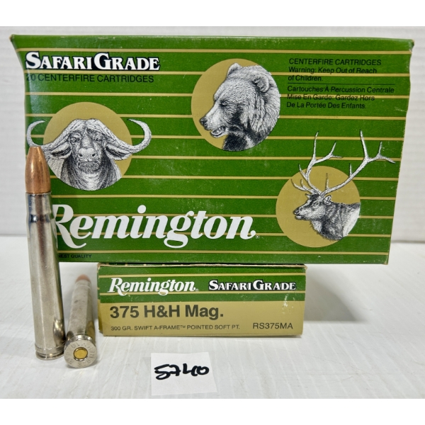 AMMO: 38X REMINGTON .375 H&H MAG 300GR. SP