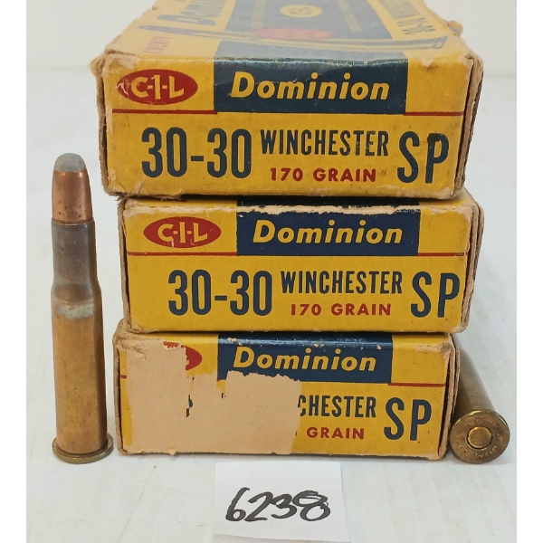 AMMO: 60X DOMINION .30-30WIN - 170GR - SP