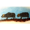 Image 2 : "MUSK OXEN MIGRATING SOUTH" BY MARTHA & WILLIAM NOAH (1943 - 2020) - WOODCUT & STENCIL