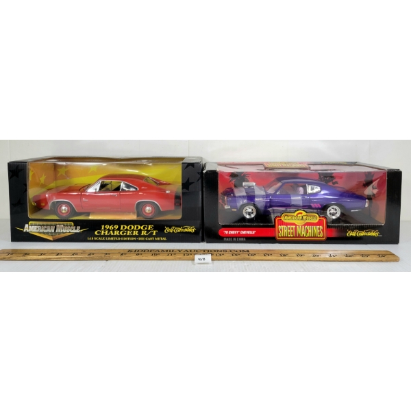 LOT OF 2 - ERTL AMERICAN MUSCLE DIECAST '69 DODGE CHARGER R/T & '70 CHEVY CHEVELLE MODELS 