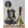 Image 3 : LOT OF 2 - CANDLESTICK ROTARY PHONE & BRASS HAND BELL