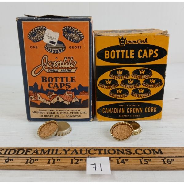 LOT OF 2 - CROWN CORK & JOINTITE BOTTLE CAPS - FULL BOXES
