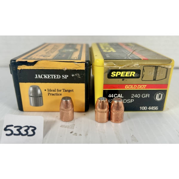 BULLETS: APPROX 150X MIXED .44 CAL 240 GR SP & HP