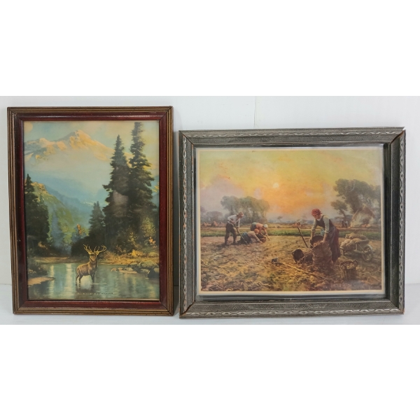 LOT OF 2 - "AT THE FOOT OF THE MOUNTAIN" & "TILLERS OF THE SOIL" FRAMED PRINTS
