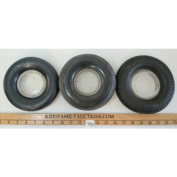 LOT OF 3 - FIRESTONE & SIEBERLING TIRE ASHTRAYS