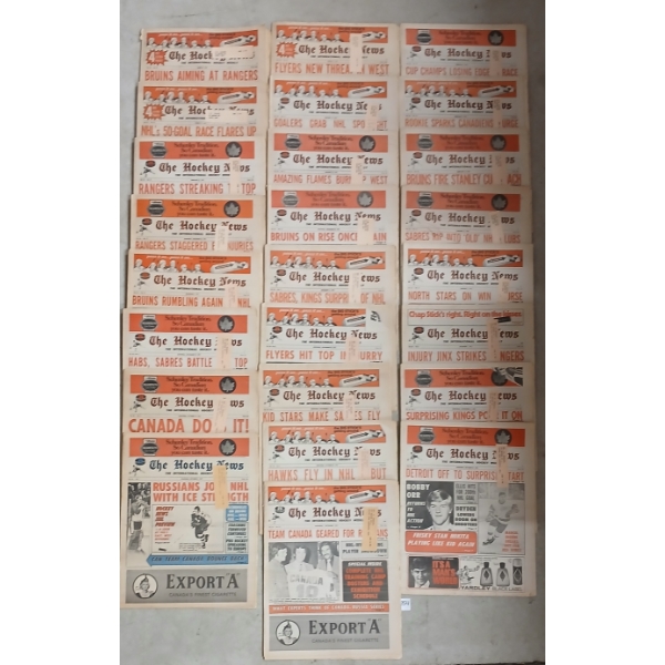 LOT OF 25 - 1972-1973 THE HOCKEY NEWS PAPERS - "BRUINS AIMING AT RANGERS"