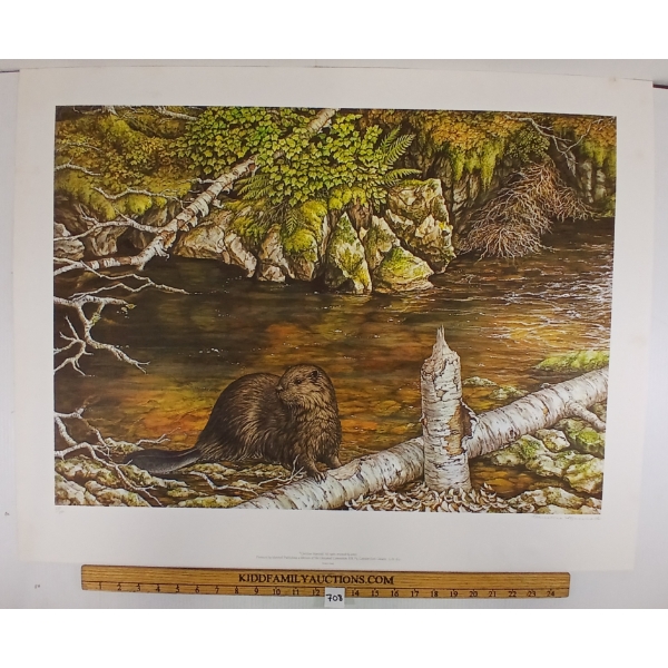 "COOL WATERS - BEAVER" BY CHRISTINE MARSHALL (PRS CDN ARTIST) - LITHO PRINT