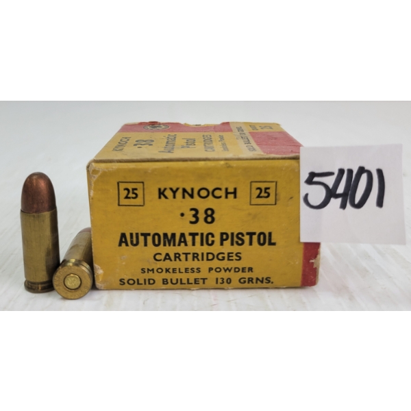 AMMO: 25X KYNOCH .38AUTO PISTOL - 130GR