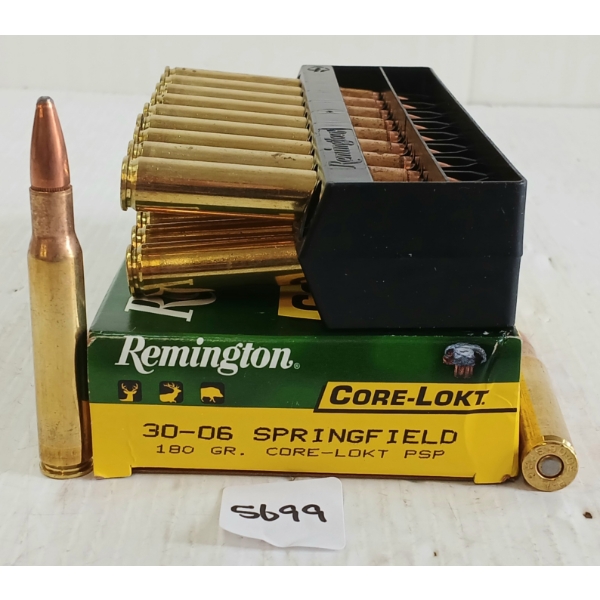 AMMO: 20X REMINGTON CORE-LOKT .30-06 SPRG - 180GR - CORE-LOKT PSP