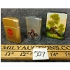 LOT OF 3 - HAND PAINTED LACQUERED TRINKET BOX & ZIPPO & STORM LIGHTERS