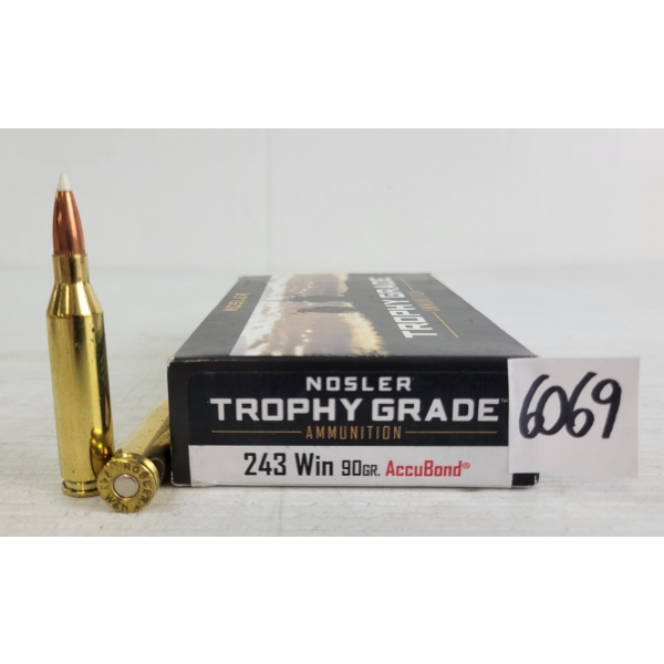 AMMO: 20X NOSLER TROPHY GRADE .243WIN - 90GR - ACCU BOND