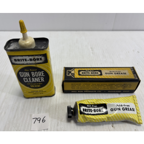 LOT OF 2 - BRITE-BORE 4 OZ OILER & GUN GREASE - W/ CONTENTS
