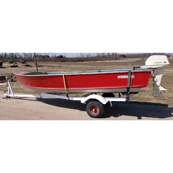 VIKING ALUMINUM FISHING BOAT W/ VIKING 9HP MOTOR - 14 FT