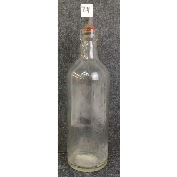 COLACERATED WATER CO. SHORT NECKED SODA BOTTLE W/ METAL STOPPER